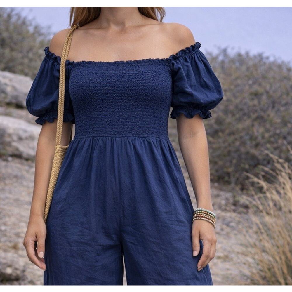 Elloh Pants Romper Navy Blue Womens Small Cotton Jumpsuit